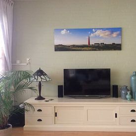 Klantfoto: Zonnige kust vuurtoren Schiermonnikoog van Joris Beudel, op canvas