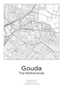 Stadtplan - Niederlande - Gouda von Ramon van Bedaf