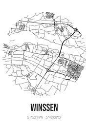 Winssen (Gueldre) | Carte | Noir et blanc sur Affiches de lieux