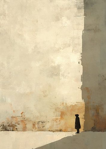 Figure en manteau | Peinture abstraite avec figure en manteau