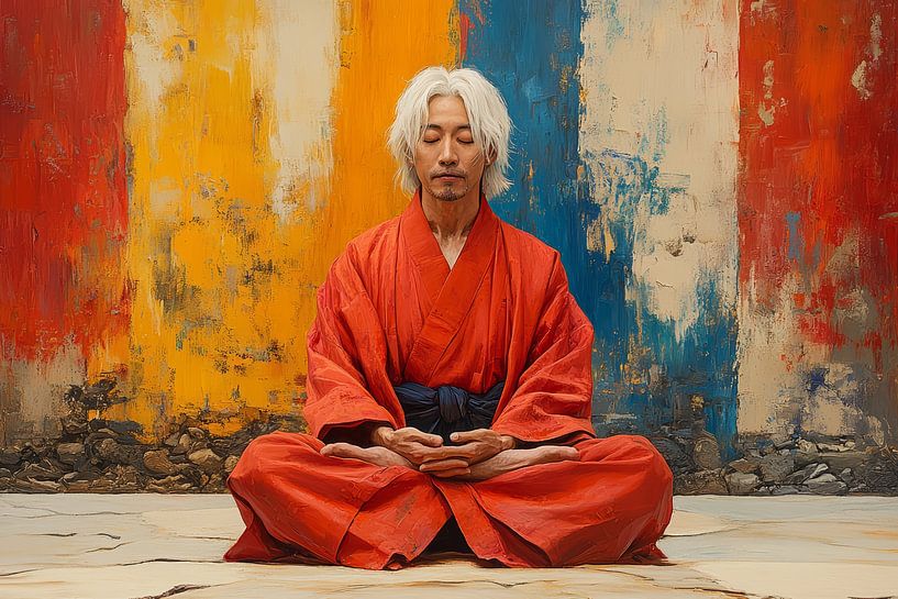 Spiritually picturesque Asia meditating man by Egon Zitter