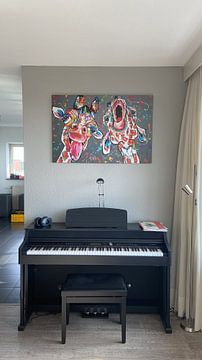 Photo de nos clients: Girafe de chant sur Vrolijk Schilderij
