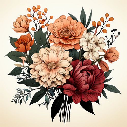 Fleurs - Bouquet coloré sur New Future Art Gallery