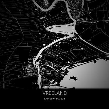 Carte en noir et blanc de Vreeland, Utrecht. sur Rezona