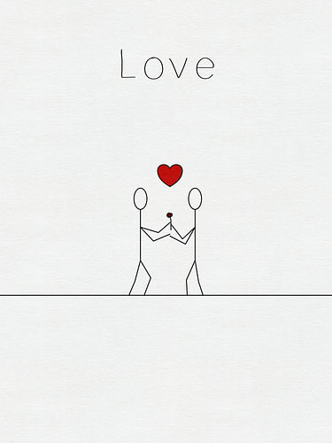 Doodle Love – Minimalistische Liefdesillustratie met Rode Roos