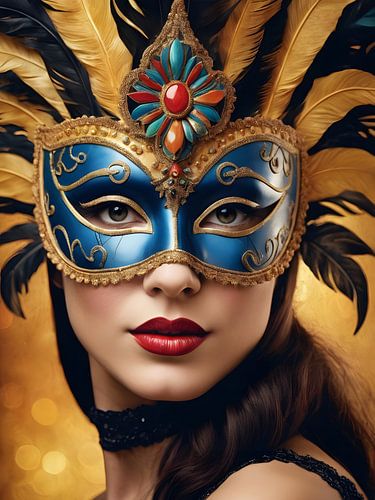 Eine Frau mit einer Karnevalsmaske