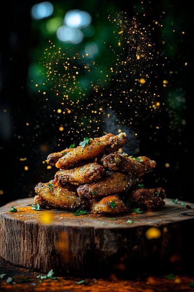 Crispy chicken wings with spices by Poster Art Shop