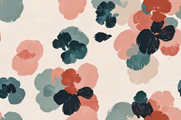 Abstracte bloemenprint in rustieke kleuren van De Muurdecoratie