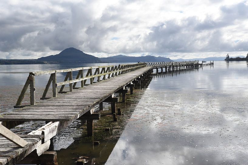Jetée délabrée sur la rive sud du lac Taupo, Nouvelle-Zélande par Rini Kools