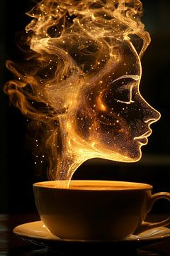 vrouw met koffie van Egon Zitter