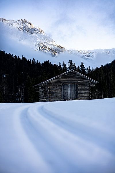 Austrian log cabin in winter by Rolf Berends