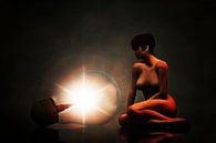 Erotisch naakt - Naakte vrouw omringd door duisternis van Jan Keteleer thumbnail
