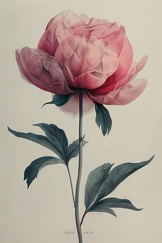 Enkele grote pioenbloem kunst poster
