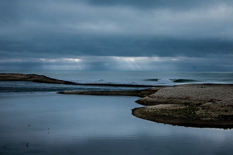 River and sea in one picture, New Zealand by Kirsten van der Zee