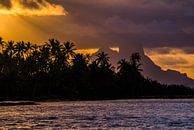 Sunset Taha'a with Bora Bora in background by Ralf van de Veerdonk thumbnail