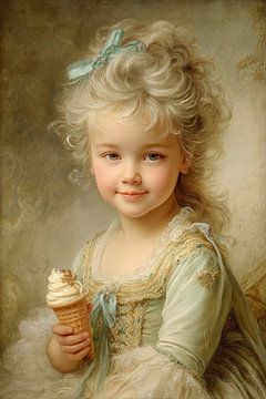 Baroque Portrait with Ice Cream - Old Masters with a wink by Peter Pen Drawings and Paintings