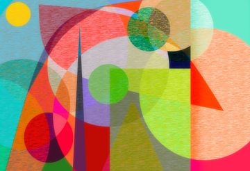 Kleurrijk digitaal abstract van Corinne Welp