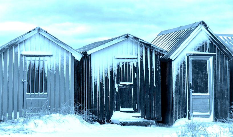 Small fishing huts by Kirsten Warner