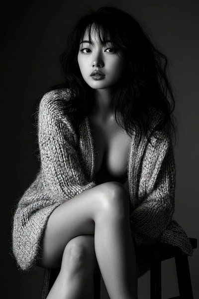 Porträt einer Frau in Schwarz-Weiß – Sinnlich von Poster Art Shop