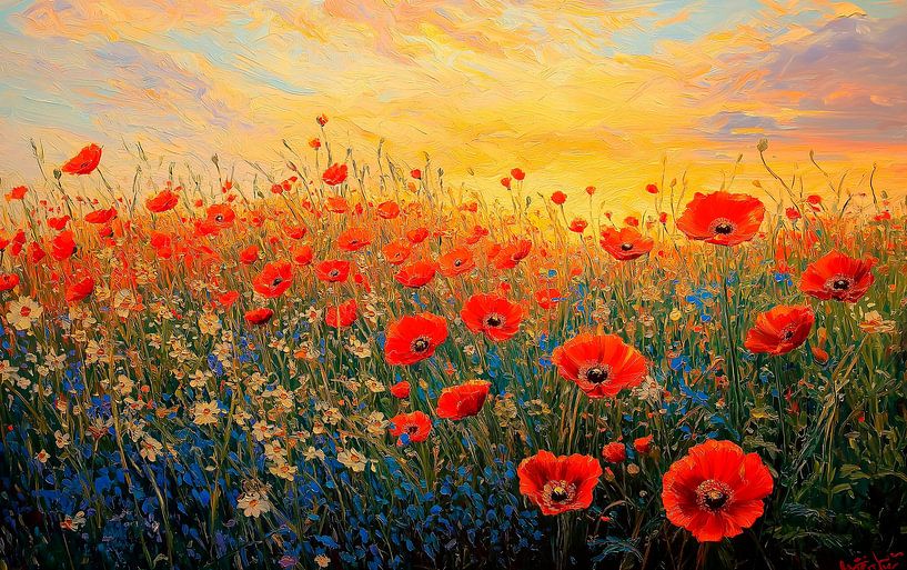 Des coquelicots dans un champ de blé par Petra Dreiling-Schewe