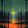 Sonnenuntergang in einem winterlichen Sumpf, Surrealismus von Roger VDB