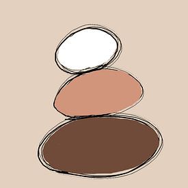 Een organisch design kiezelstenen wabi sabi japandi stijl. van J.a Dijkstra