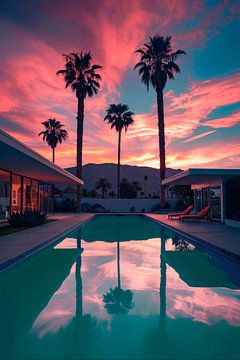 Huis in Los Angeles bij schemering van Philippe HUGONNARD