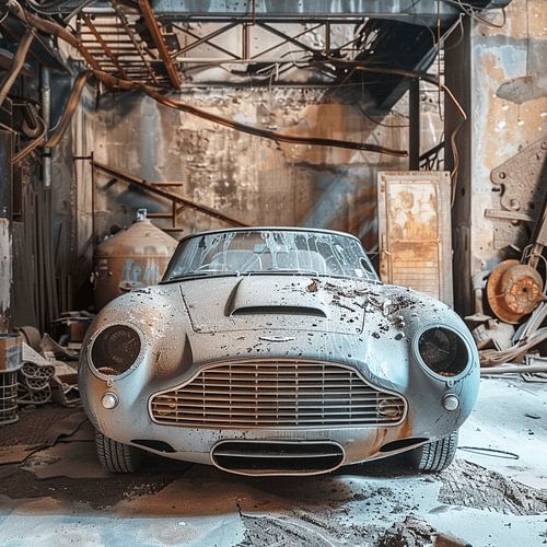 Aston Martin dusty workshop Lost Place classic car