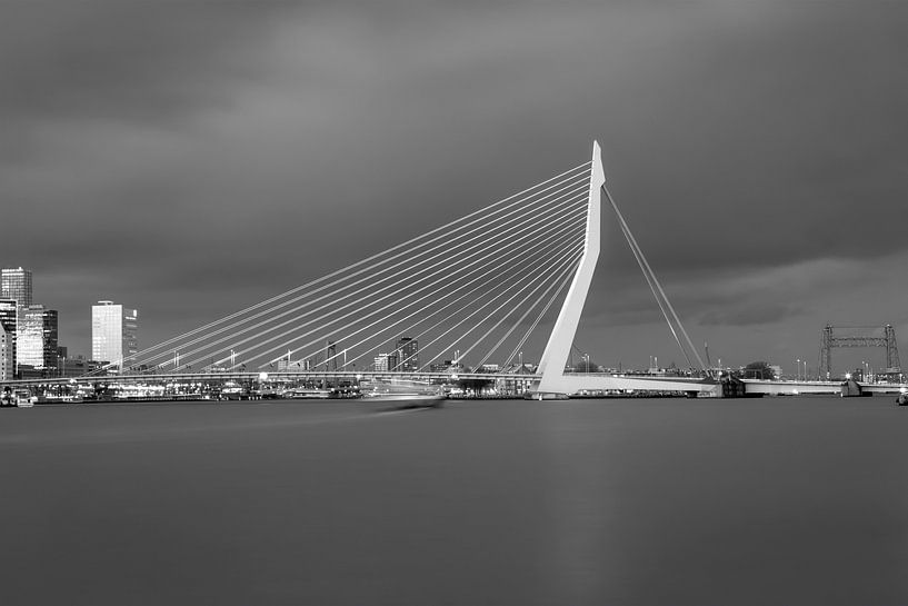 Die Skyline von Rotterdam in Schwarz-Weiß von Miranda van Hulst