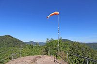 Uitkijkplatform van de kasteelruïne Neukastel boven Leinsweiler, district Südliche Weinstraße, Rijnl