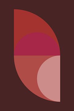 Art géométrique abstrait de style rétro en rose, terra, brun no. 1_4 sur Dina Dankers