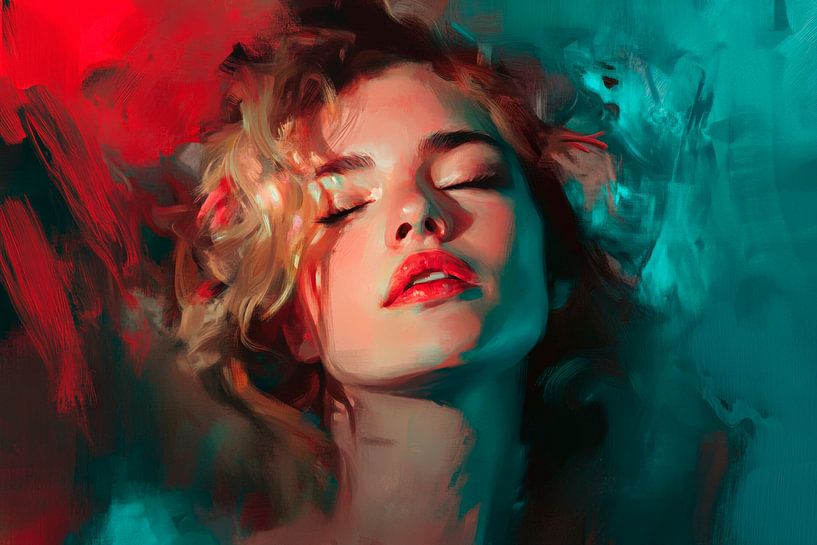 Emotional portrait painting with colours by Poster Art Shop