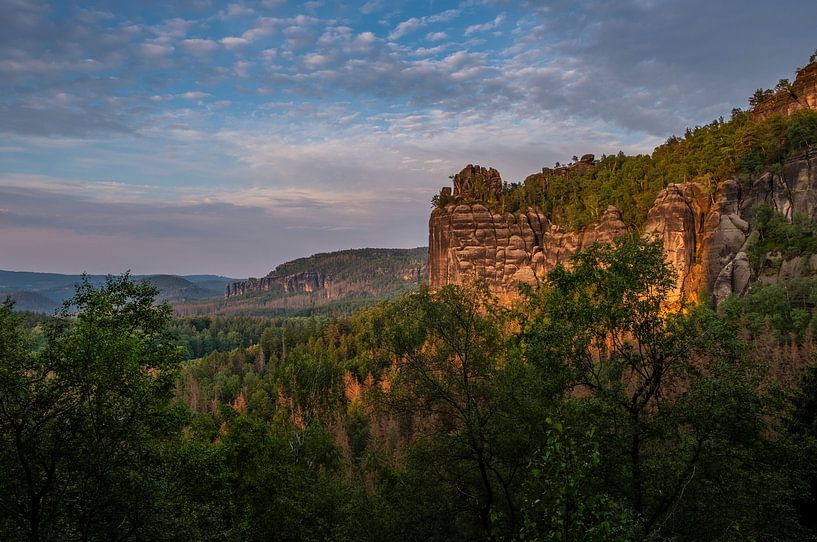 Abendstimmung am Müllerstein in der Sächsischen Schweiz von Holger W. Spieker