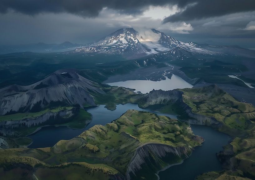 Dramatisches Gipfelleuchten von fernlichtsicht