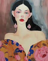 Portrait moderne, illustration en couleurs douces