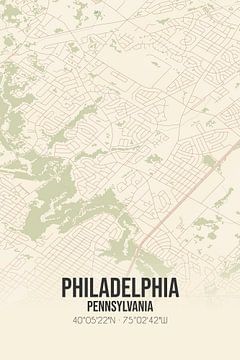 Alte Karte von Philadelphia (Pennsylvania), USA. von Rezona
