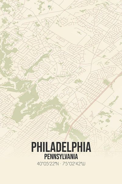 Carte ancienne de Philadelphie (Pennsylvanie), Etats-Unis. par Affiches de lieux