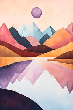 Berglandschap met weerspiegeling in het meer van Poster Art Shop