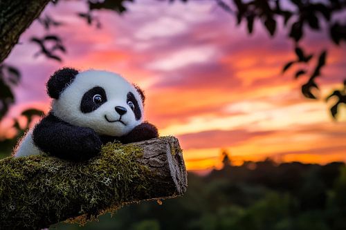 Knuffelpanda in de zonsondergang - Dromerig