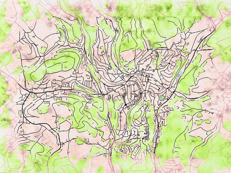 Kaart van Gummersbach in de stijl 'Soothing Spring' van Maporia