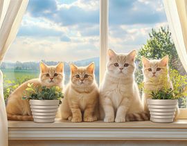 Katze schaut durchs Fenster von Egon Zitter