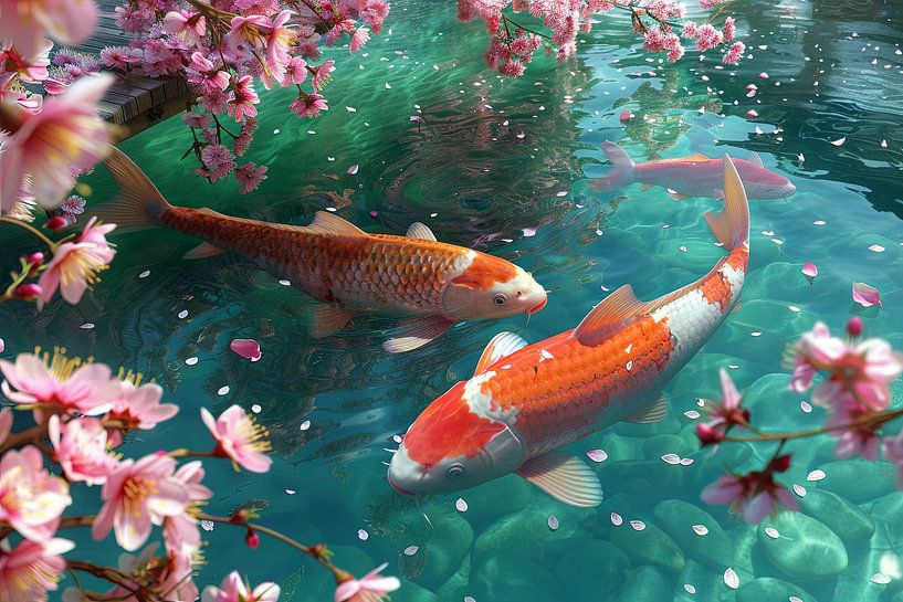 Pêche à la carpe koï dans un étang par Egon Zitter