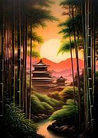 Japanischer Tempel Sonnenuntergang