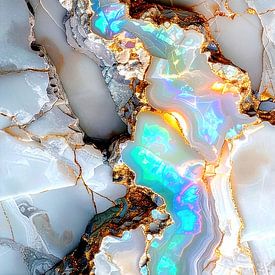Opal, Perlmutt, Marmor und Gold – Triptychon C von AidasignArt
