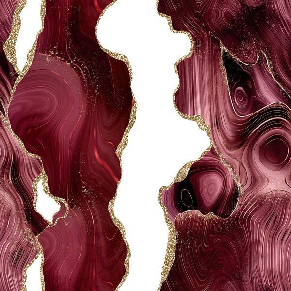 Burgundy &amp; Gold Glitter Agate Texture 05 by Aloke Design