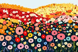 Motif abstrait coloré d'un champ de fleurs sur Art & Soul Creations