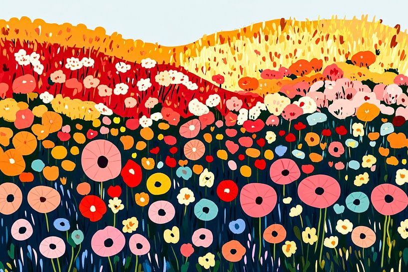 Motif abstrait coloré d'un champ de fleurs par Art & Soul Creations