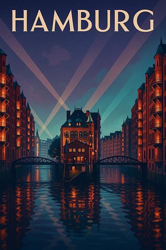 Hamburg Vintage Travel Poster – Art Deco Germany Print