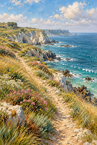 Sentier côtier longeant la mer