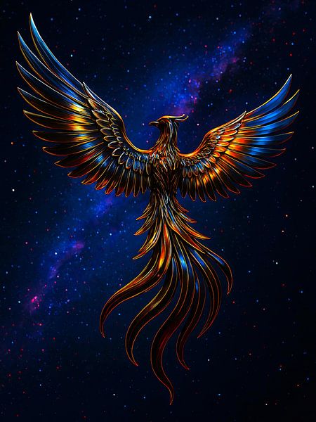 Golden Phoenix - Ascent in space by A.D. Digital ART